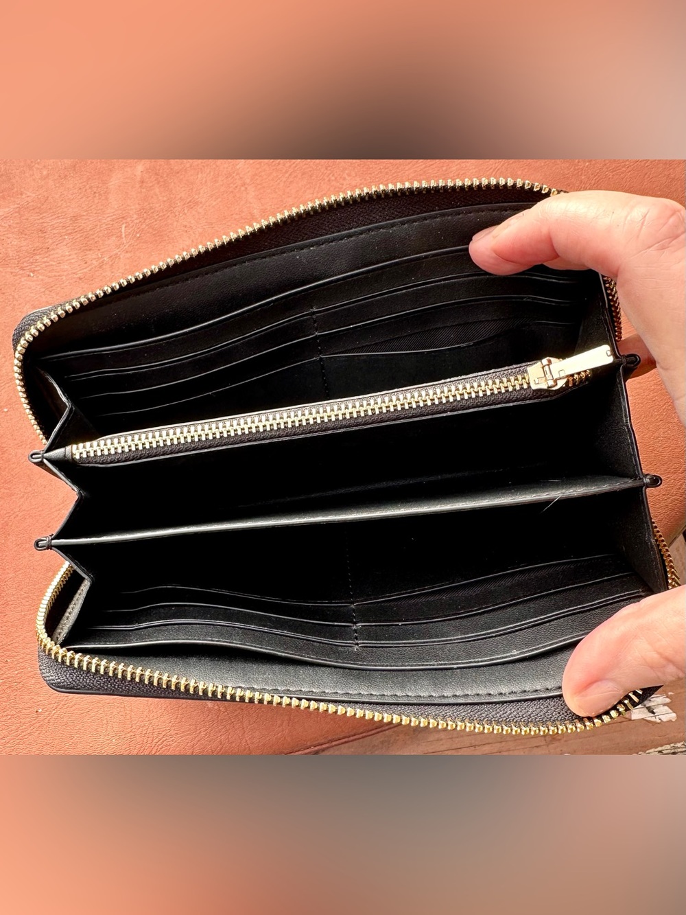 Coach Signature Long Zip Around Wallet - Picture 4 of 5